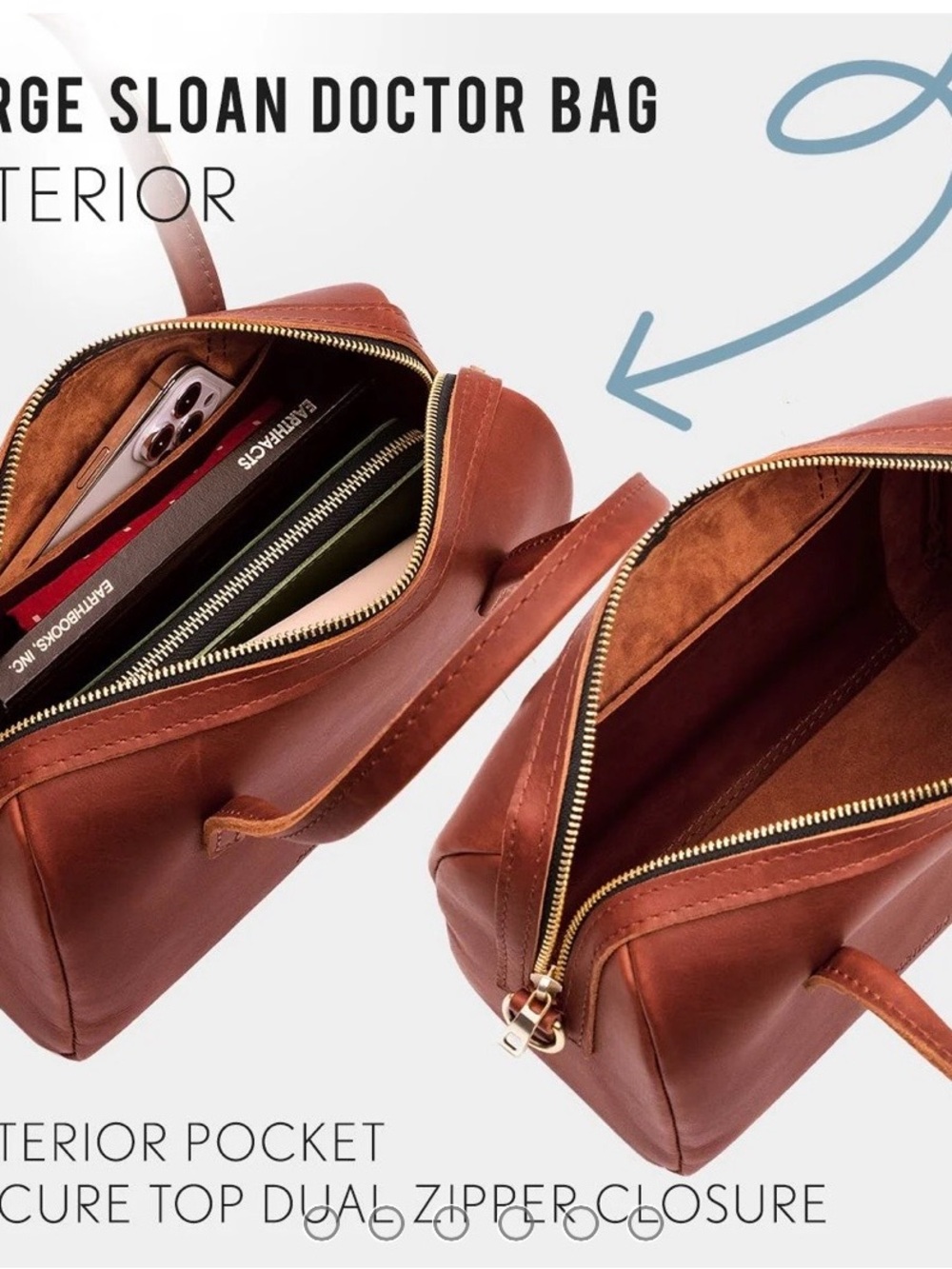 Portland Leather Large Sloan Doctor Bag In Coldbrew - Picture 8 of 10
